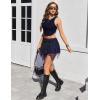 imageAvidlove Lace Mini Skirts for Women Flowy Skirt Y2k Layered Asymmetrical Short SkirtNavy Blue