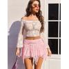 imageAvidlove Lace Mini Skirts for Women Flowy Skirt Y2k Layered Asymmetrical Short SkirtPink