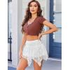imageAvidlove Lace Mini Skirts for Women Flowy Skirt Y2k Layered Asymmetrical Short SkirtWhite
