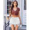 imageAvidlove Lace Mini Skirts for Women Flowy Skirt Y2k Layered Asymmetrical Short SkirtWhite
