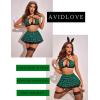 imageAvidlove Lingerie Set for Women with Underwire Two Piece Lingerie Sets Sexy Outfit Lingerie Set with Lace Mini Pleated SkirtGreen Plaid