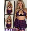 imageAvidlove Lingerie Set for Women with Underwire Two Piece Lingerie Sets Sexy Outfit Lingerie Set with Lace Mini Pleated SkirtNavy Blue Plaid