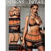 imageAvidlove Lingerie Set for Women with Underwire Two Piece Lingerie Sets Sexy Outfit Lingerie Set with Lace Mini Pleated SkirtOrange  Plaid