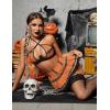 imageAvidlove Lingerie Set for Women with Underwire Two Piece Lingerie Sets Sexy Outfit Lingerie Set with Lace Mini Pleated SkirtOrange  Plaid