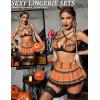 imageAvidlove Lingerie Set for Women with Underwire Two Piece Lingerie Sets Sexy Outfit Lingerie Set with Lace Mini Pleated SkirtOrange  Plaid