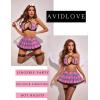 imageAvidlove Lingerie Set for Women with Underwire Two Piece Lingerie Sets Sexy Outfit Lingerie Set with Lace Mini Pleated SkirtPink Plaid