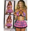 imageAvidlove Lingerie Set for Women with Underwire Two Piece Lingerie Sets Sexy Outfit Lingerie Set with Lace Mini Pleated SkirtPink Plaid