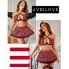 imageAvidlove Lingerie Set for Women with Underwire Two Piece Lingerie Sets Sexy Outfit Lingerie Set with Lace Mini Pleated SkirtRed Plaid