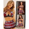 imageAvidlove Lingerie Set for Women with Underwire Two Piece Lingerie Sets Sexy Outfit Lingerie Set with Lace Mini Pleated SkirtRed White Plaid
