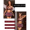 imageAvidlove Lingerie Set for Women with Underwire Two Piece Lingerie Sets Sexy Outfit Lingerie Set with Lace Mini Pleated SkirtRed White Plaid