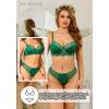 imageAvidlove Lingerie Sets for Women Sexy Underwire Bra and Pany Set Floral Lace 2 Pieces Underwear Satin Lingerie OutfitGreen