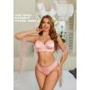imageAvidlove Lingerie Sets for Women Sexy Underwire Bra and Pany Set Floral Lace 2 Pieces Underwear Satin Lingerie OutfitPink
