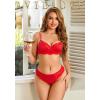 imageAvidlove Lingerie Sets for Women Sexy Underwire Bra and Pany Set Floral Lace 2 Pieces Underwear Satin Lingerie OutfitRed