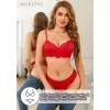 imageAvidlove Lingerie Sets for Women Sexy Underwire Bra and Pany Set Floral Lace 2 Pieces Underwear Satin Lingerie OutfitRed