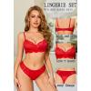 imageAvidlove Lingerie Sets for Women Sexy Underwire Bra and Pany Set Floral Lace 2 Pieces Underwear Satin Lingerie OutfitRed