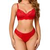 imageAvidlove Lingerie Sets for Women Sexy Underwire Bra and Pany Set Floral Lace 2 Pieces Underwear Satin Lingerie OutfitRed