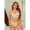 imageAvidlove Lingerie Sets for Women Sexy Underwire Bra and Pany Set Floral Lace 2 Pieces Underwear Satin Lingerie OutfitWheat