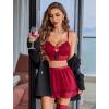 imageAvidlove Lingerie set for Women Sexy Cosplay Lingerie Set Contrast Mesh Maid Costume Set3packDark Red
