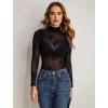 imageAvidlove Long Sleeve Bodysuit for Women Turtleneck Sheer Mesh Bodysuit Geo Print LeotardsSpider Web