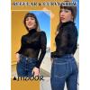 imageAvidlove Long Sleeve Bodysuit for Women Turtleneck Sheer Mesh Bodysuit Geo Print LeotardsSpider Web
