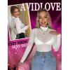 imageAvidlove Mesh Top for Women Long Sleeve See Through Shirt Mock Neck Sheer Blouse XSXXLAwhite