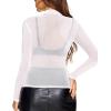 imageAvidlove Mesh Top for Women Long Sleeve See Through Shirt Mock Neck Sheer Blouse XSXXLAwhite