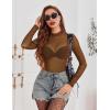 imageAvidlove Mesh Top for Women Long Sleeve See Through Shirt Mock Neck Sheer Blouse XSXXLBrown