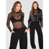 imageAvidlove Mesh Top for Women Long Sleeve See Through Shirt Mock Neck Sheer Blouse XSXXLDotsjh79