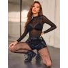 imageAvidlove Mesh Top for Women Long Sleeve See Through Shirt Mock Neck Sheer Blouse XSXXLDotsjh79