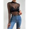 imageAvidlove Mesh Top for Women Long Sleeve See Through Shirt Mock Neck Sheer Blouse XSXXLDotsjh79