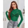 imageAvidlove Mesh Top for Women Long Sleeve See Through Shirt Mock Neck Sheer Blouse XSXXLGreen