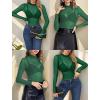 imageAvidlove Mesh Top for Women Long Sleeve See Through Shirt Mock Neck Sheer Blouse XSXXLGreen