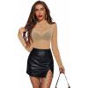 imageAvidlove Mesh Top for Women Long Sleeve See Through Shirt Mock Neck Sheer Blouse XSXXLLight Tan