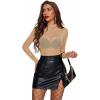 imageAvidlove Mesh Top for Women Long Sleeve See Through Shirt Mock Neck Sheer Blouse XSXXLLight Tan