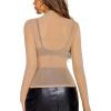 imageAvidlove Mesh Top for Women Long Sleeve See Through Shirt Mock Neck Sheer Blouse XSXXLLight Tan