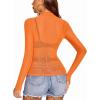 imageAvidlove Mesh Top for Women Long Sleeve See Through Shirt Mock Neck Sheer Blouse XSXXLOrange