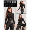 imageAvidlove Mesh Top for Women Long Sleeve See Through Shirt Mock Neck Sheer Blouse XSXXLPat2