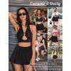 imageAvidlove Mini Skirt for Women Pleated Drawstring High Waist Skater Skirt Sexy Lingerie Skirts SXXLBlack