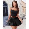 imageAvidlove Mini Skirt for Women Pleated Drawstring High Waist Skater Skirt Sexy Lingerie Skirts SXXLBlack