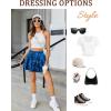 imageAvidlove Mini Skirt for Women Pleated Drawstring High Waist Skater Skirt Sexy Lingerie Skirts SXXLBlue Plaid