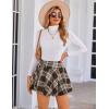 imageAvidlove Mini Skirt for Women Pleated Drawstring High Waist Skater Skirt Sexy Lingerie Skirts SXXLBrown Plaid