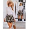 imageAvidlove Mini Skirt for Women Pleated Drawstring High Waist Skater Skirt Sexy Lingerie Skirts SXXLBrown Plaid
