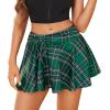 imageAvidlove Mini Skirt for Women Pleated Drawstring High Waist Skater Skirt Sexy Lingerie Skirts SXXLGreen Plaid