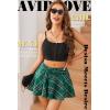 imageAvidlove Mini Skirt for Women Pleated Drawstring High Waist Skater Skirt Sexy Lingerie Skirts SXXLGreen Plaid