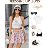 imageAvidlove Mini Skirt for Women Pleated Drawstring High Waist Skater Skirt Sexy Lingerie Skirts SXXLPink Plaid