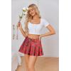 imageAvidlove Mini Skirt for Women Pleated Drawstring High Waist Skater Skirt Sexy Lingerie Skirts SXXLRed Plaid