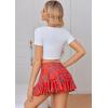 imageAvidlove Mini Skirt for Women Sexy Pleated Skirts High Waist Skater Skirt Ruffle Lingerie SkirtsRed Plaid