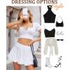 imageAvidlove Mini Skirt for Women Sexy Pleated Skirts High Waist Skater Skirt Ruffle Lingerie SkirtsWhite