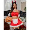 imageAvidlove Sexy Maid Lingerie for Women Cosplay Lingerie Set Contrast Lace Maid Costume Set5packCarmine Red