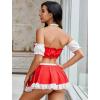 imageAvidlove Sexy Maid Lingerie for Women Cosplay Lingerie Set Contrast Lace Maid Costume Set5packCarmine Red
